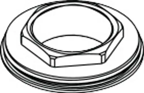 Spannschraube mit sechskantigem Kopf und gewelltem Rand, geeignet für den Einbau in Spültischmischer der Marke Hansgrohe.